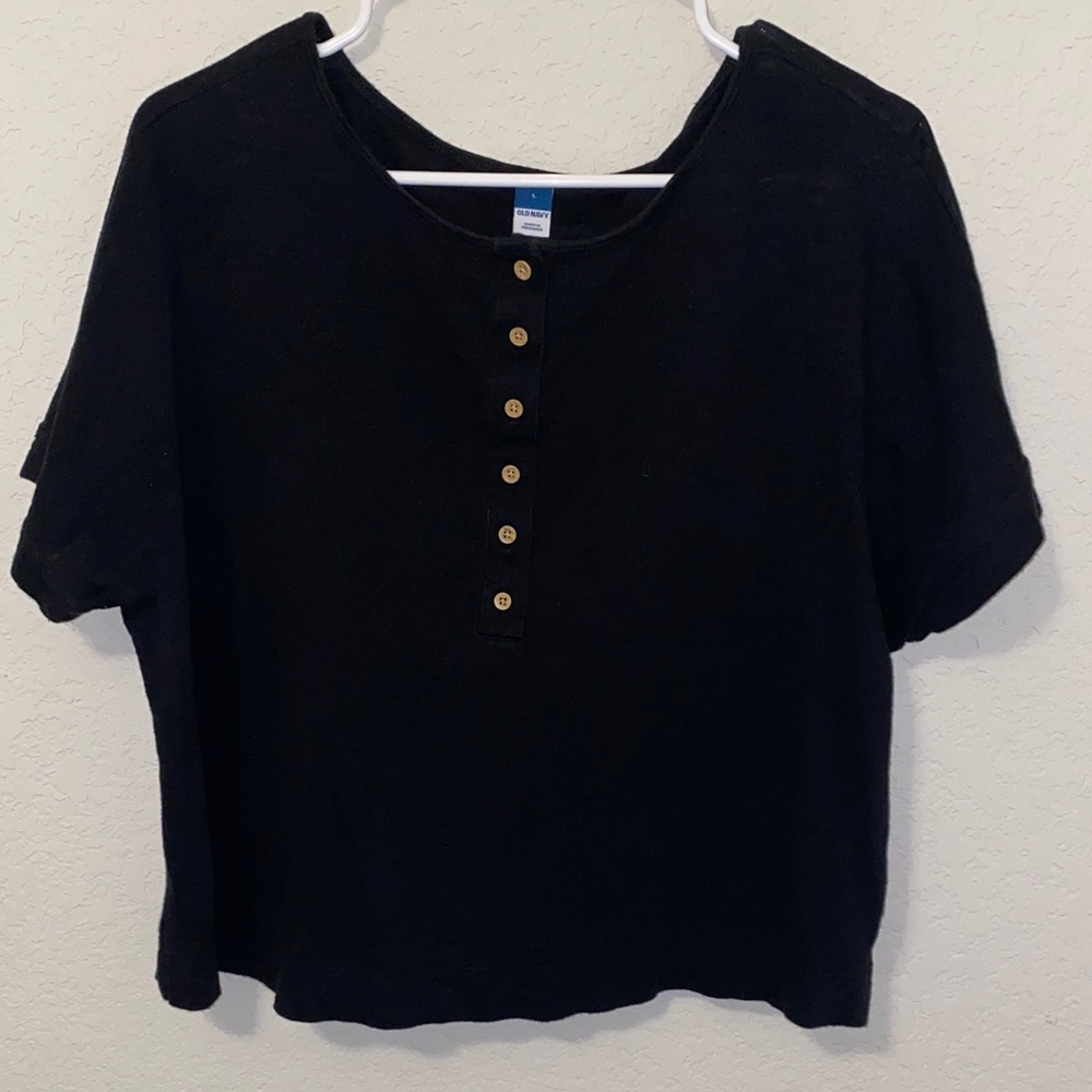 Old Navy Black Short Sleeve Top with Buttons